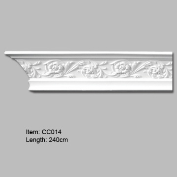 Moldura de coroa decorativa com desenho de roseta